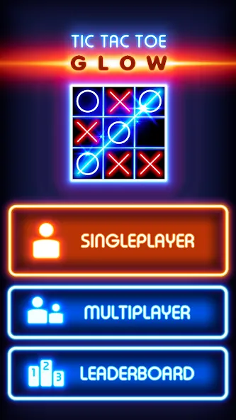 Tic Tac Toe Glow: 2 Players  [МОД Много денег] Screenshot 1