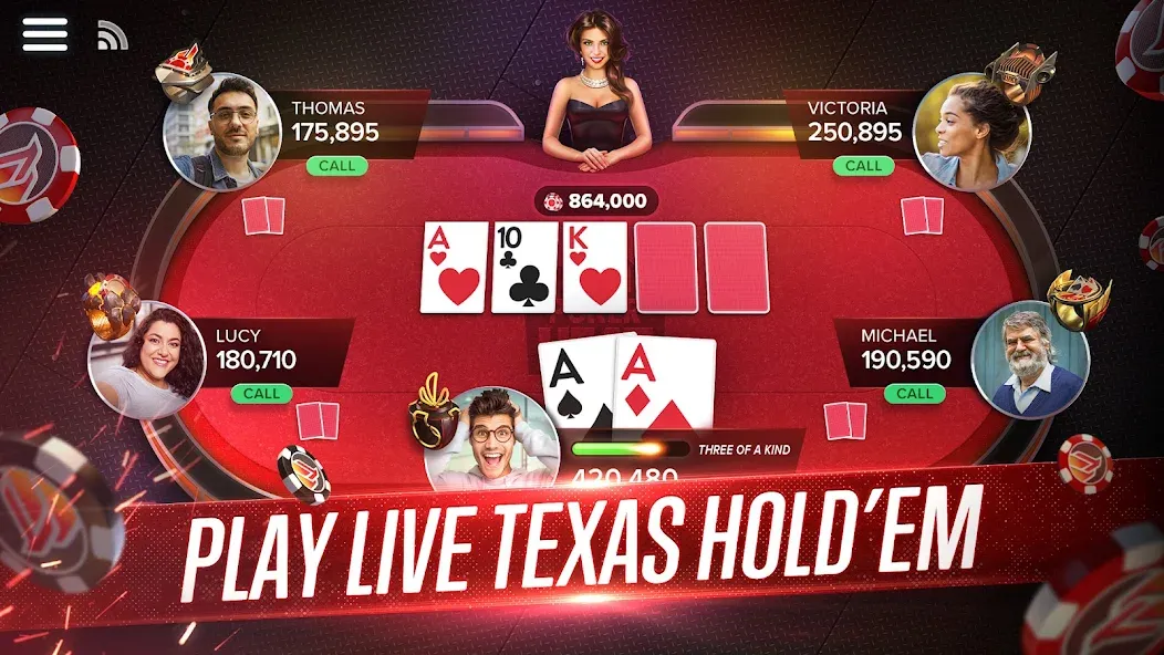 Poker Heat™ Texas Holdem Poker (Покер Хит)  [МОД Бесконечные монеты] Screenshot 1