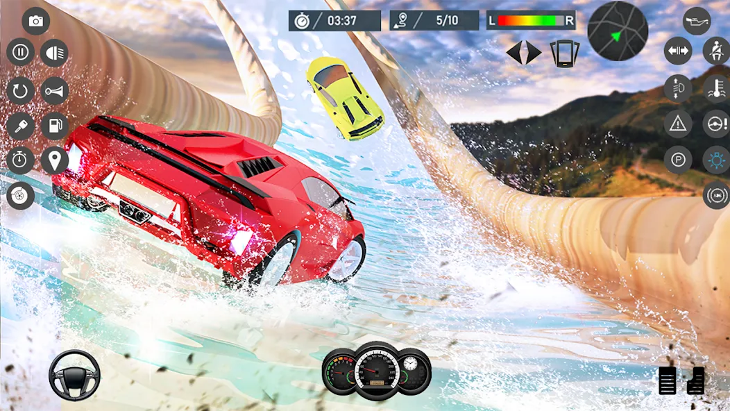 Water Slide Car Race games (Ватер Слайд Кар Рейс игры)  [МОД Unlimited Money] Screenshot 1