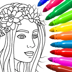 Взлом Coloring for girls and women  [МОД Меню] - полная версия apk на Андроид