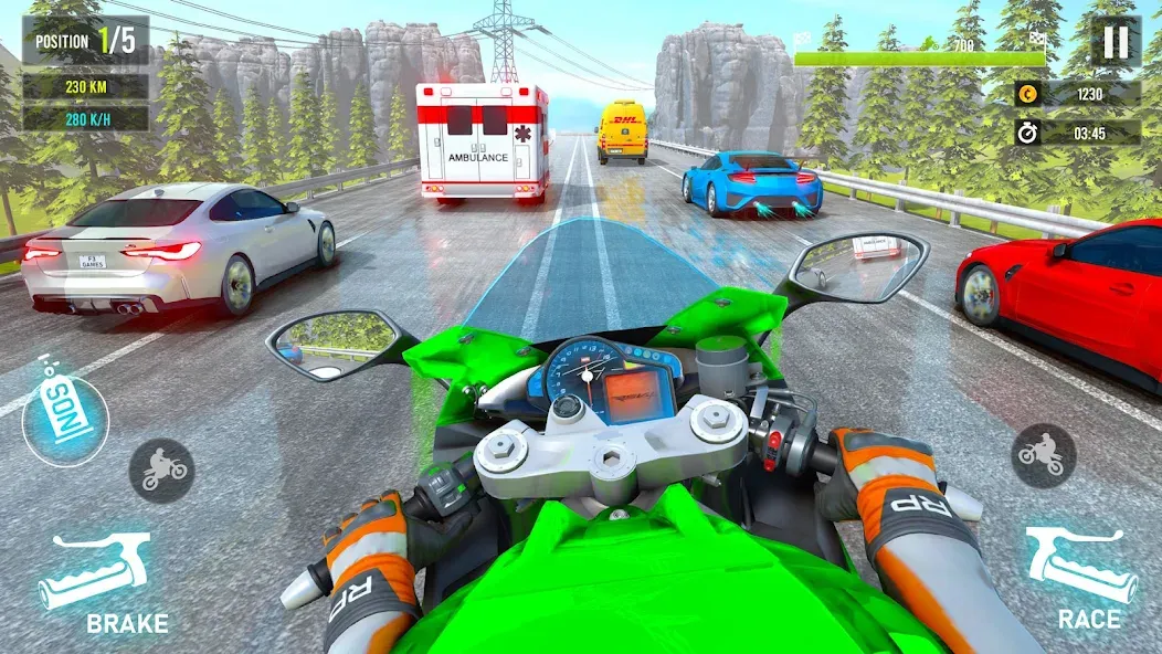 Moto Traffic Bike Race Game 3d (Мото Трафик Байк Рейс Гейм 3д)  [МОД Mega Pack] Screenshot 5