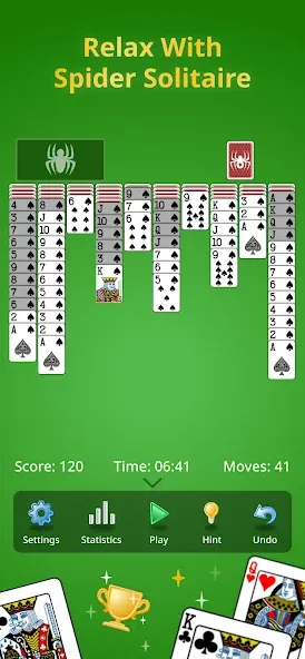 Spider Solitaire Classic  [МОД Бесконечные монеты] Screenshot 1