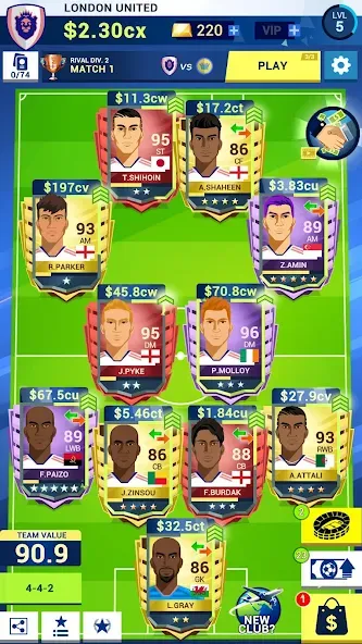 Idle Eleven - Soccer tycoon (Айдл Илевен)  [МОД Много монет] Screenshot 1