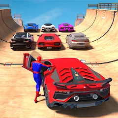 Взлом Superhero Car: Mega Ramp Games (Рамп Кар Гейм)  [МОД Меню] - полная версия apk на Андроид