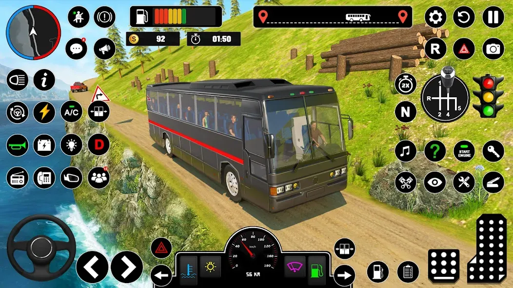 Offroad Bus Simulator Bus Game (Оффроуд Автобус Симулятор Игра)  [МОД Бесконечные деньги] Screenshot 2