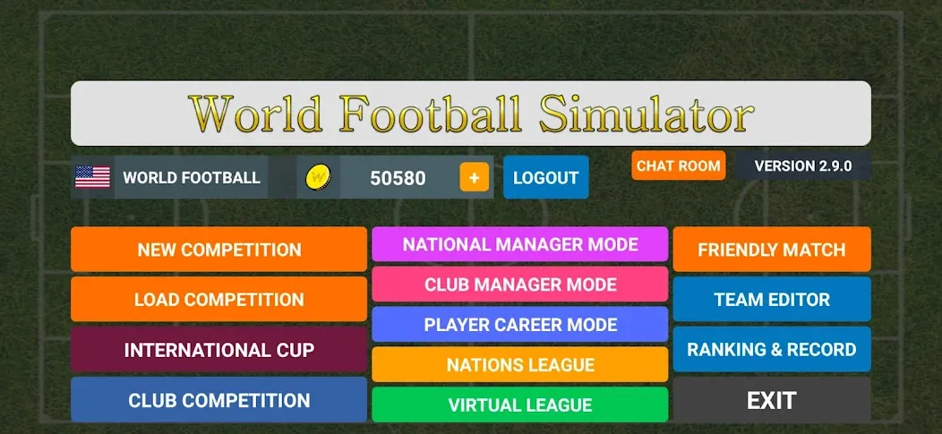 World Football Simulator (Мировой Футбольный Симулятор)  [МОД Unlimited Money] Screenshot 1