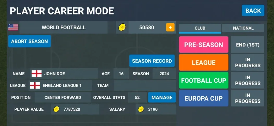 World Football Simulator (Мировой Футбольный Симулятор)  [МОД Unlimited Money] Screenshot 5