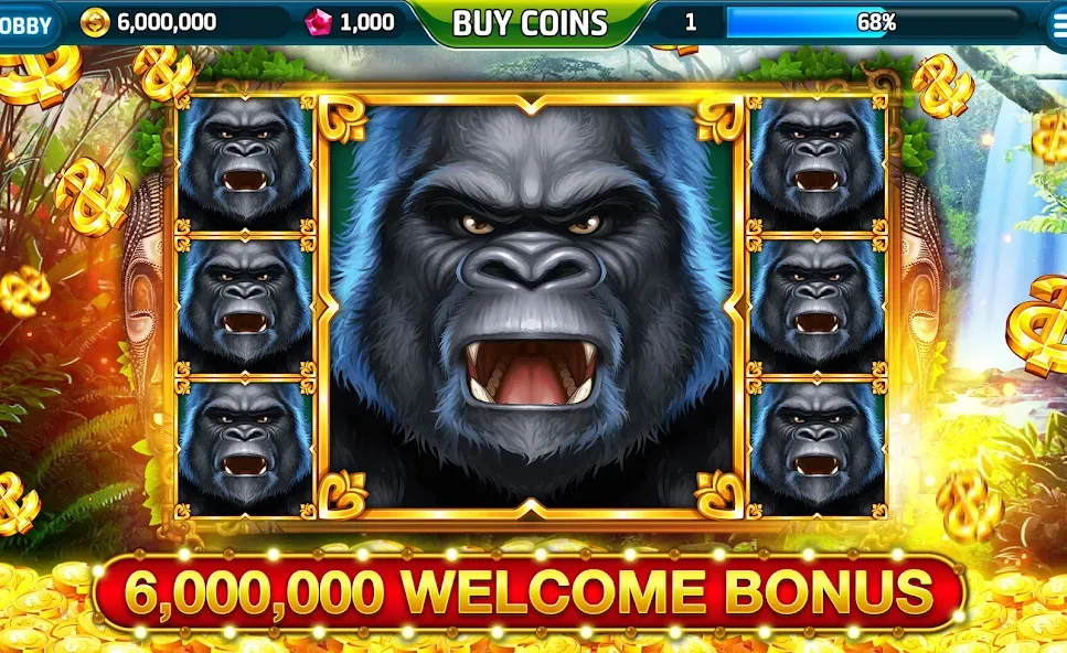 Ape Slots: Vegas Casino Deluxe  [МОД Бесконечные деньги] Screenshot 1