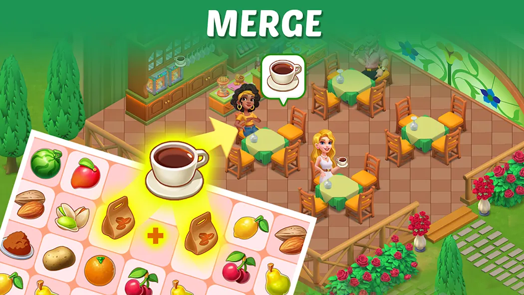 Merge Cooking:Theme Restaurant  [МОД Все открыто] Screenshot 3