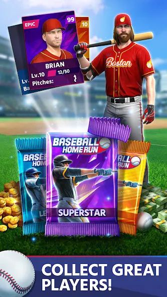 Baseball: Home Run Sports Game (Бейсбол)  [МОД Много монет] Screenshot 4