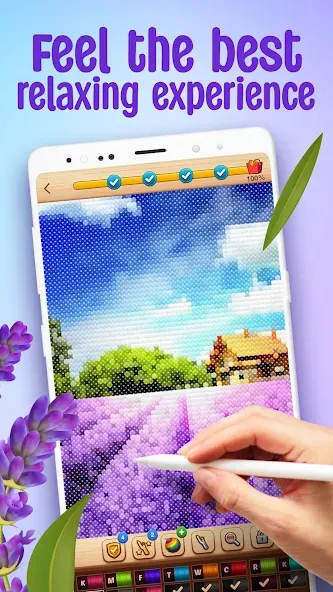 Cross-Stitch: Coloring Book (Кросс)  [МОД Бесконечные деньги] Screenshot 1