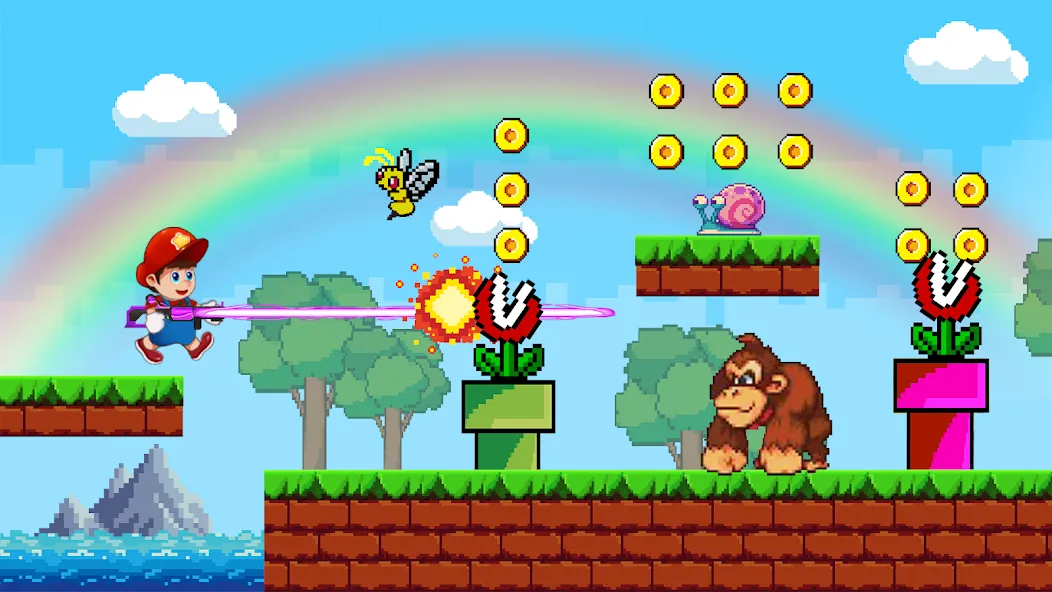 Super Mano : Adventure Jump (упер кэт ган)  [МОД Много монет] Screenshot 2