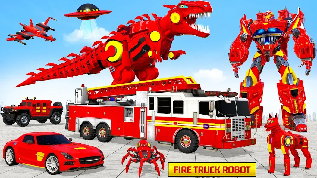 Fire Truck Robot Car Game  [МОД Все открыто] Screenshot 2