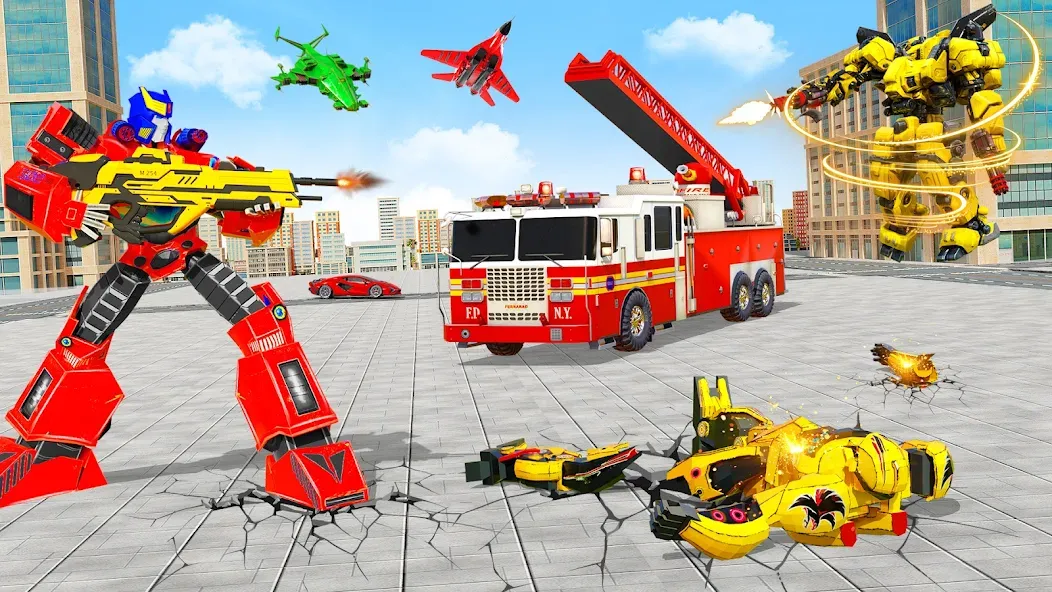 Fire Truck Robot Car Game  [МОД Все открыто] Screenshot 5