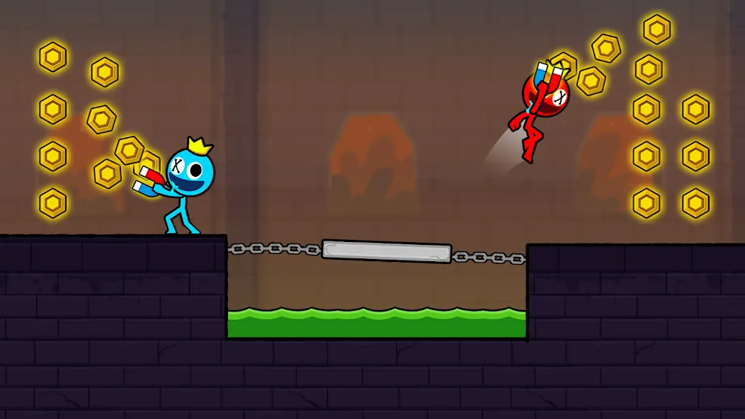 Red and Blue Stickman 2024 (Ред энд Блу Стикмен 2)  [МОД Много монет] Screenshot 3