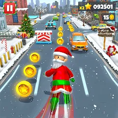 Скачать взломанную Xmas Santa Surfer Running Game (Ксмас Санта Серфер Раннинг Гейм)  [МОД Menu] - последняя версия apk на Андроид