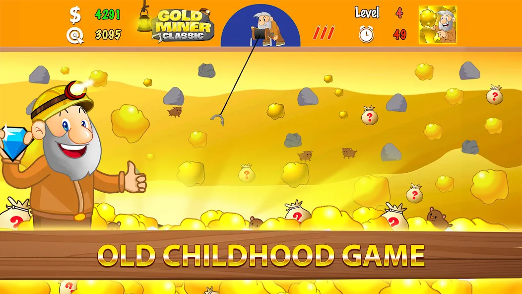 Gold Miner Classic: Gold Rush (Голд Майнер Классик)  [МОД Menu] Screenshot 1