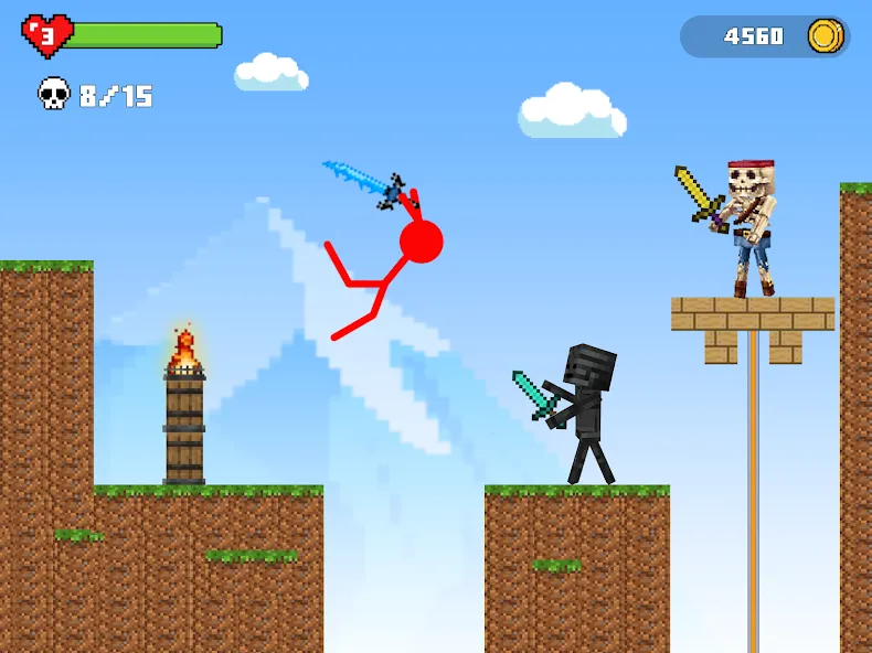 Stick-man Battle - Craft World  [МОД Много монет] Screenshot 2