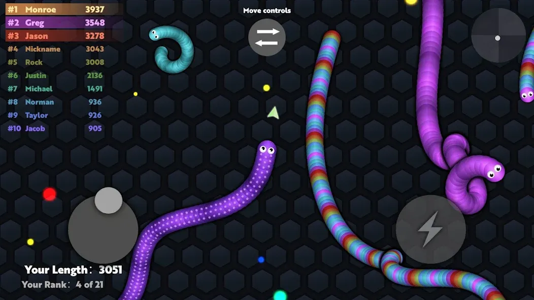 Slide.io - Hungry Snake Game  [МОД Бесконечные монеты] Screenshot 3