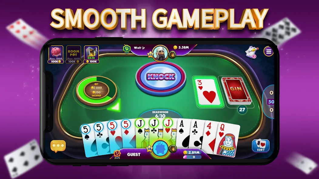 Gin Rummy Elite: Online Game (Джин Рамми)  [МОД Много монет] Screenshot 2