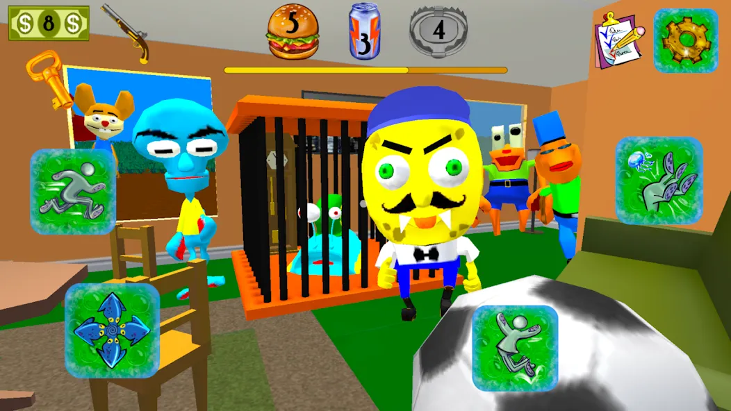 Sponge Neighbor Escape 3D (Спонж Сосед Побег 3D)  [МОД Unlimited Money] Screenshot 2