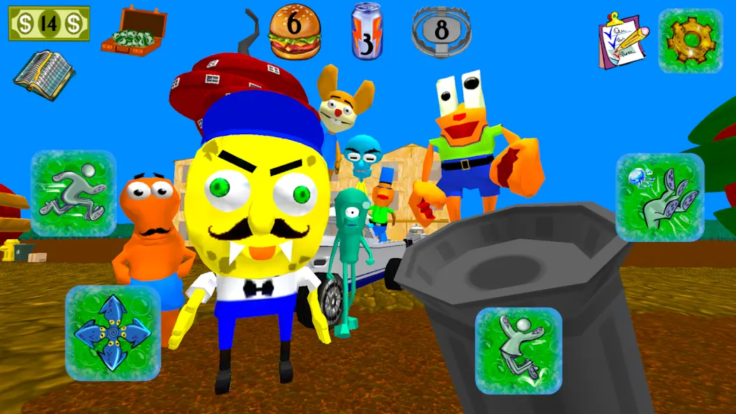 Sponge Neighbor Escape 3D (Спонж Сосед Побег 3D)  [МОД Unlimited Money] Screenshot 3