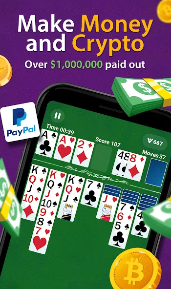 Solitaire - Make Money  [МОД Меню] Screenshot 1