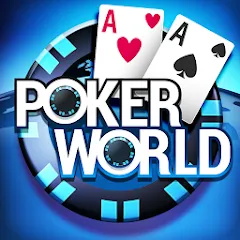 Скачать взломанную Poker World, Offline TX Holdem (Покер Ворлд)  [МОД Mega Pack] - последняя версия apk на Андроид