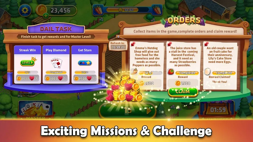 Tripeaks Solitaire - Home Town  [МОД Много денег] Screenshot 4