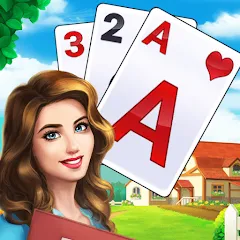 Взломанная Tripeaks Solitaire - Home Town  [МОД Много денег] - полная версия apk на Андроид