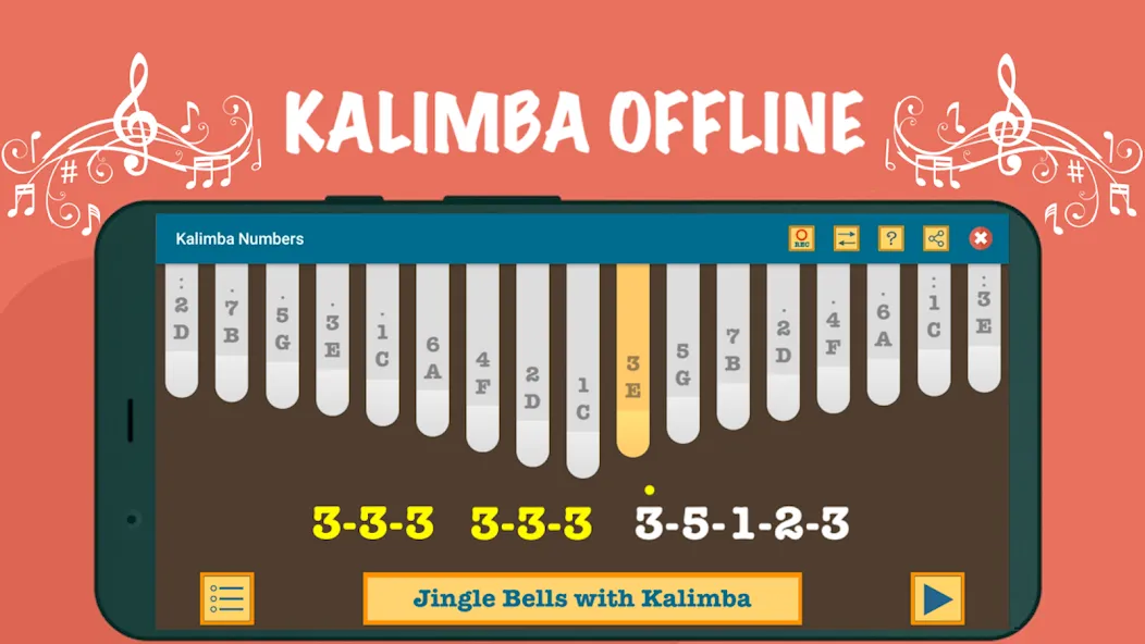 Kalimba App With Songs Numbers (Калимба приложение с песнями и цифрами)  [МОД Все открыто] Screenshot 2