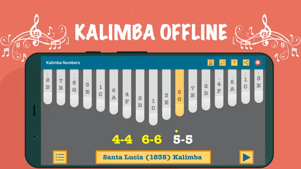 Kalimba App With Songs Numbers (Калимба приложение с песнями и цифрами)  [МОД Все открыто] Screenshot 4